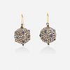 Diamond and sapphire ball earrings