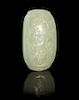 A Carved Celadon Jade Plaque Height 4 1/8 inches.