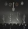 Swarovski, 9 Boxed Ornaments and 4 Stands