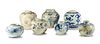 7 Pcs. Chinese Blue and White Pottery, Ming and Later
