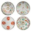 Four Chinese Famille Rose Plates, 19th Century