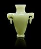 A Celadon Jade Vase Height 6 3/4 inches.