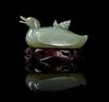 * A Celadon Jade Box and Cover Length 6 inches.