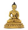 A Gilt Bronze Figure of Buddha Height 5 7/8 inches.
