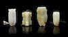 * Four Carved Jade Pendants Length of longest 2 3/4 inches.
