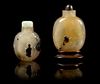 * Two Agate Snuff Bottles SUZHOU SCHOOL, LIKELY 19TH CENTURY Height of taller 3 1/4 inches (with stand).