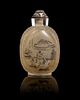 An Inside Painted Glass Snuff Bottle Height 3 1/2 inches.
