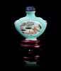 A Famille Rose Porcelain Snuff Bottle Height overall 2 5/8 inches.