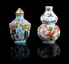 Two Porcelain Snuff Bottles LIKELY 19TH CENTURY Height of taller 2 3/4 inches.