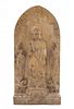 * A Carved Stone Buddhist Stele Height 26 x width 12 1/2 inches.