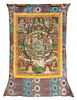* A Tibetan Thangka POSSIBLY 19TH CENTURY Height of image 30 1/2 x width 22 3/4 inches.