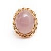 18K Gold and Oval Lavender Jade Ring