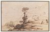 Ercole Bazzicaluva (attivo a Firenze, nella prima metà del sec. XVII)  - Landscape with trees and wayfarers