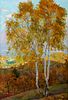Mario Bettinelli (Treviglio 1880-Milano 1953)  - Lake landscape with birch trees