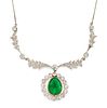 A BELLE EPOQUE EMERALD AND DIAMOND NECKLACE, the pear shape