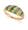AN EMERALD AND DIAMOND RING, the upper half set with altern