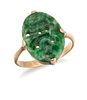 A 9CT NEPHRITE RING, the oval nephrite plaque, carved and p