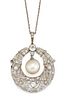 A BELLE EPOQUE DIAMOND AND CERTIFIED NATURAL SALTWATER PEAR