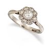 AN 18 CARAT GOLD AND PLATINUM DIAMOND CLUSTER RING, the cen