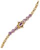 A VICTORIAN AMETHYST BRACELET, the central oval amethyst, c