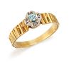 A MID 20TH CENTURY ZIRCON RING, the central pale blue zirco