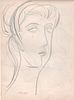John Ulbricht pencil drawing on paper - Head of Woman - c.1946 -Courtesy King Art