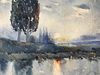 French Barbizon Ethereal Sunset Landscape Watercolor
