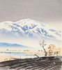 Tokuriki Tomikichiro "Mt. Hira Covered with Evening Snow" Japanese Woodblock Print