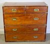 Antique 2 Piece Brass Mounted Campaign Chest
