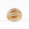 18K Yellow Gold And Diamond Dome Ring