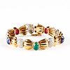 18K Diamond Ruby Emerald Sapphire Bracelet