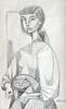 Woman with Cat by John Ulbricht 1949 Graphite, Framed
