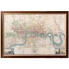 Framed Christopher Greenwood Map of London printed in six sheets 1824-26