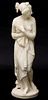 A 19C. ITALIAN CARVED MARBLE FIGURE OF CLASSICAL BATHER