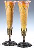 A PAIR DURAND ART GLASS TABLE TOP TORCHIERE LAMPS