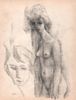 John Ulbricht, Pair of Portraits of Woman, Ink & Graphite