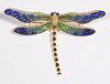 Diamond and Plique a Jour Dragonfly Brooch