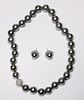 Tahitian Pearl and Diamond Necklace and Earrings