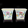 Pair of Chinese Famille Rose Flower Pots