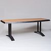 Modern Hammered Metal, Oak and Oxidized Metal Table