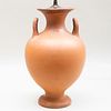 Neoclassical Style Two Handle Terracotta  Amphora Mounted as a Lamp