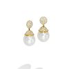 Mish Hanalei Stud Drop Earrings, 18k Gold, South Sea Cultured Pearl & Diamond Pavé 