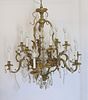 Large And Impressive Bronze And Crystal Chandelier