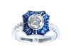 Platinum 0.82 CT Diamond & Sapphire Ladies Ring