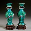 Pair Chinese fahua vases, ex C.T. Loo
