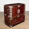Rare Japanese silver mounted parquetry cabinet