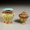 (2) Antique Royal Thai enameled copper jars