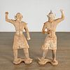 Pair large Chinese pottery guardian figures