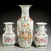 (3) Chinese famille rose porcelain vases