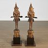 Pair large Thai gilt bronze winged Kinnari spirits